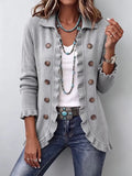 Dalia | Chaqueta de Volantes de Punto Gris Jaspeado — imagen 1