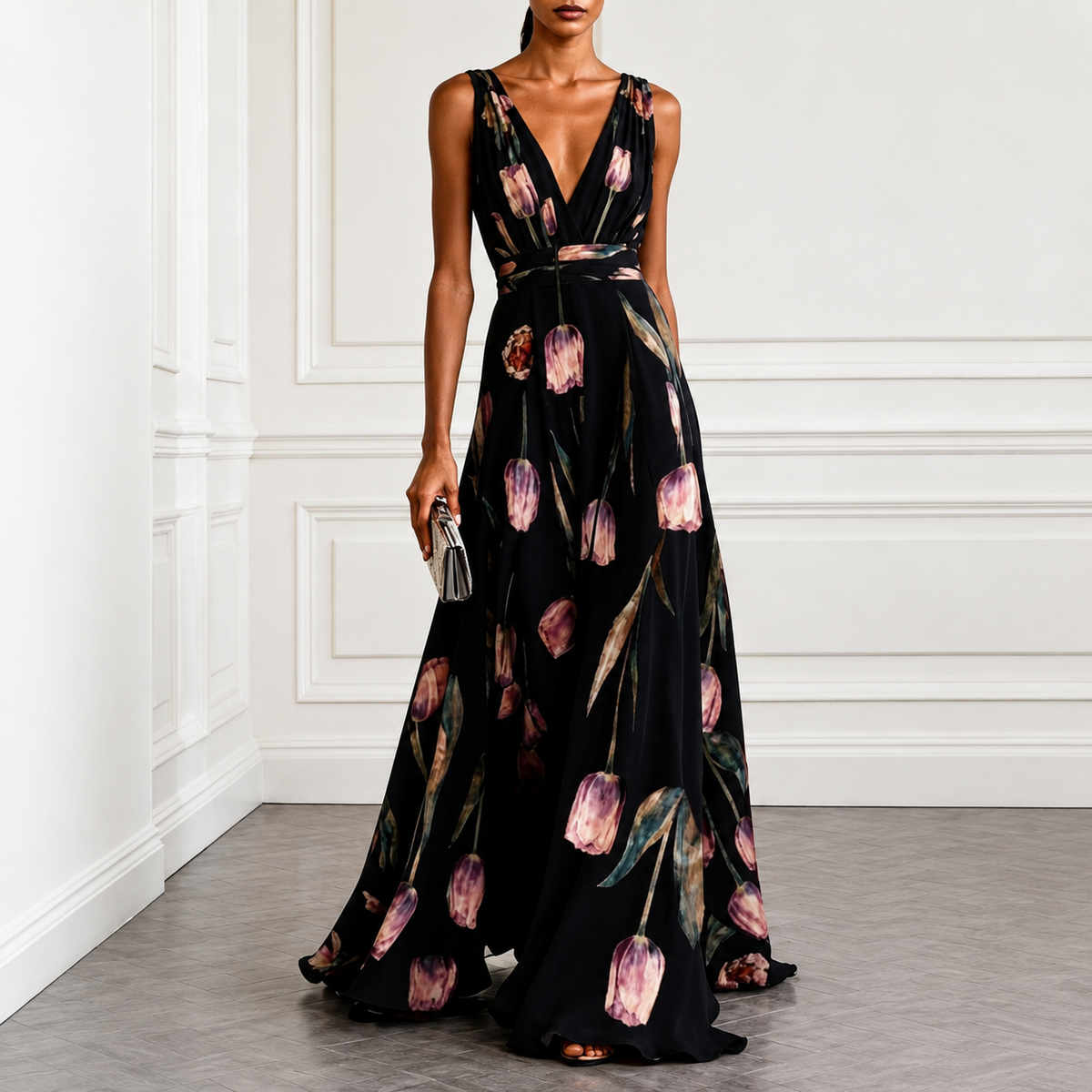 Adela | Vestido Largo Floral con Escote en V — imagen 13