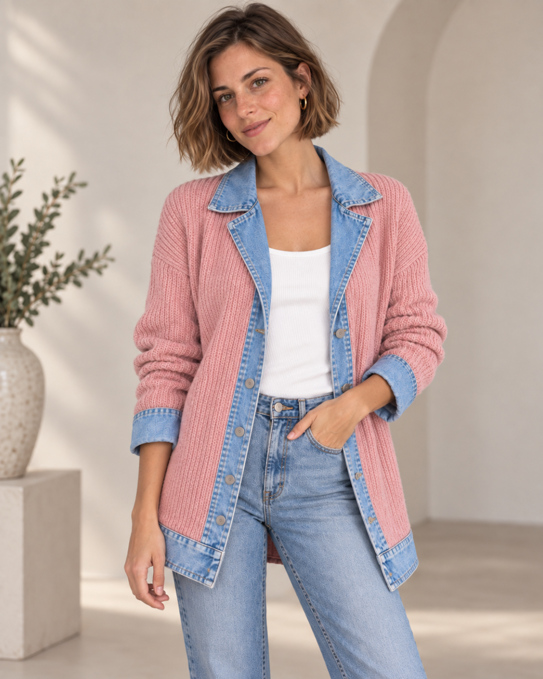 Amaya | Chaqueta de Punto con Paneles en Denim — imagen 5