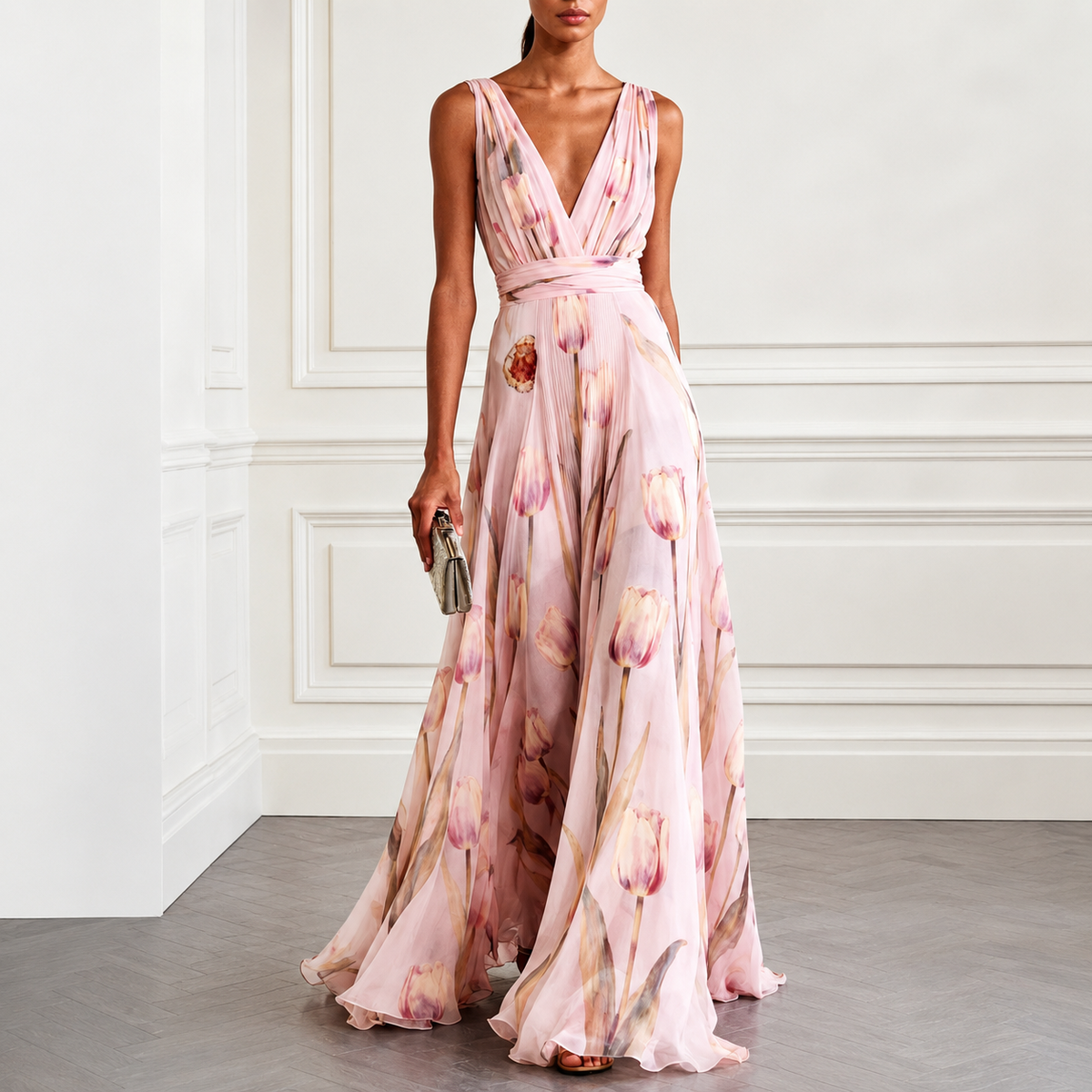 Adela | Vestido Largo Floral con Escote en V — imagen 6