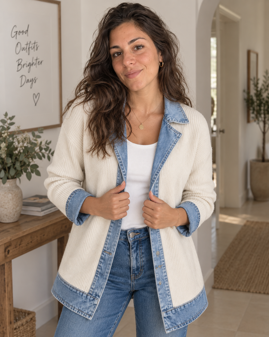 Amaya | Chaqueta de Punto con Paneles en Denim — imagen 1