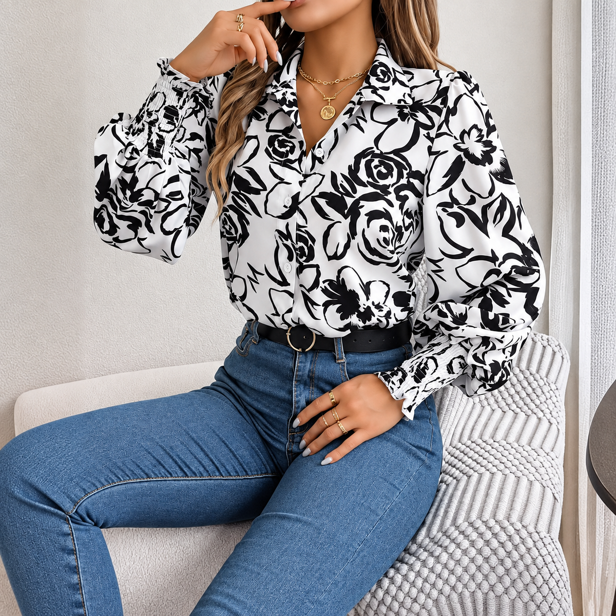 Marisa | Blusa Floral con Manga Farol — imagen 3