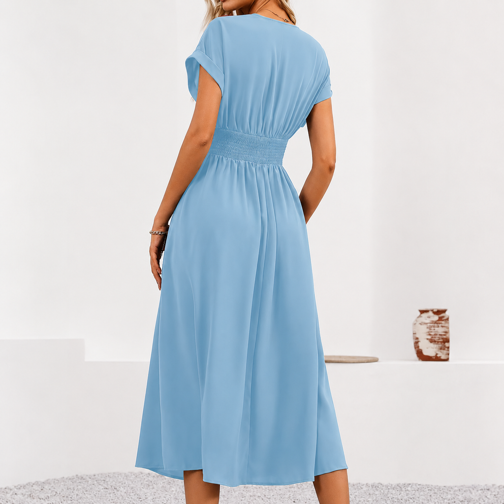 Lara | Vestido Largo Fluido con Escote en V — imagen 10