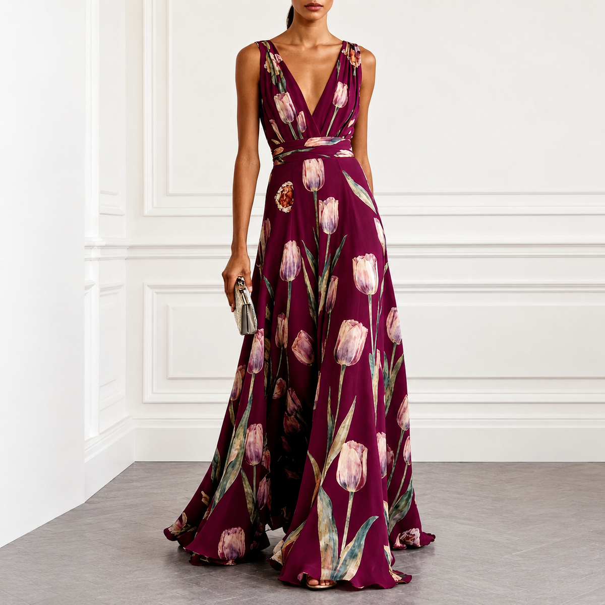 Adela | Vestido Largo Floral con Escote en V — imagen 10