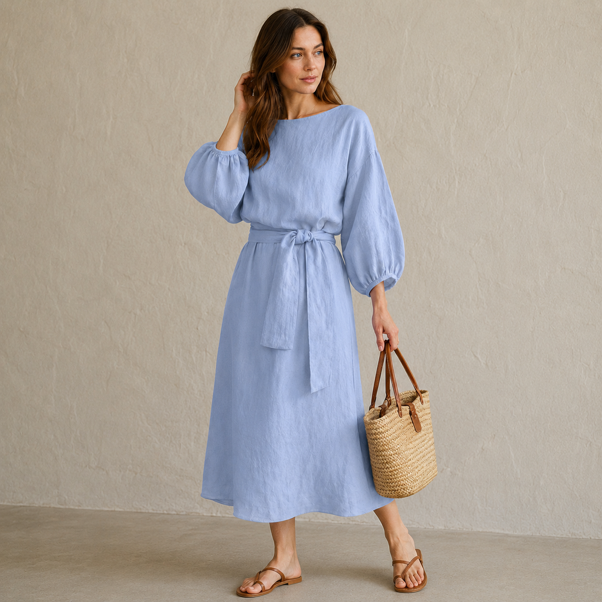 Rebeca | Vestido Midi de Algodón y Lino — imagen 4