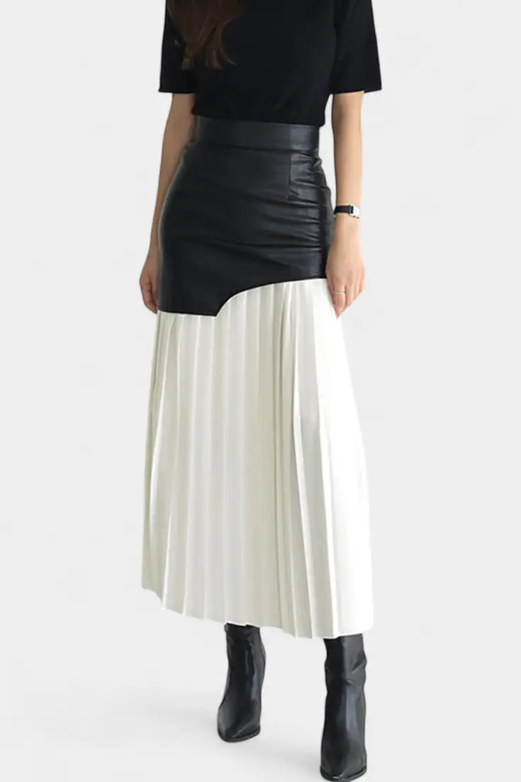 Arlet Alba | Falda Maxi Asimétrica con Mezcla de Texturas