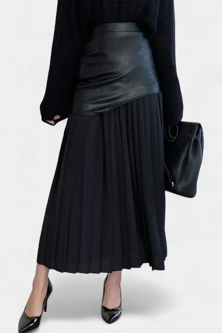 Arlet Alba | Falda Maxi Asimétrica con Mezcla de Texturas