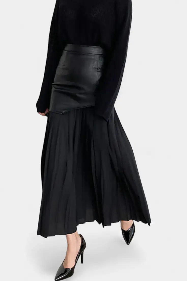 Arlet Alba | Falda Maxi Asimétrica con Mezcla de Texturas