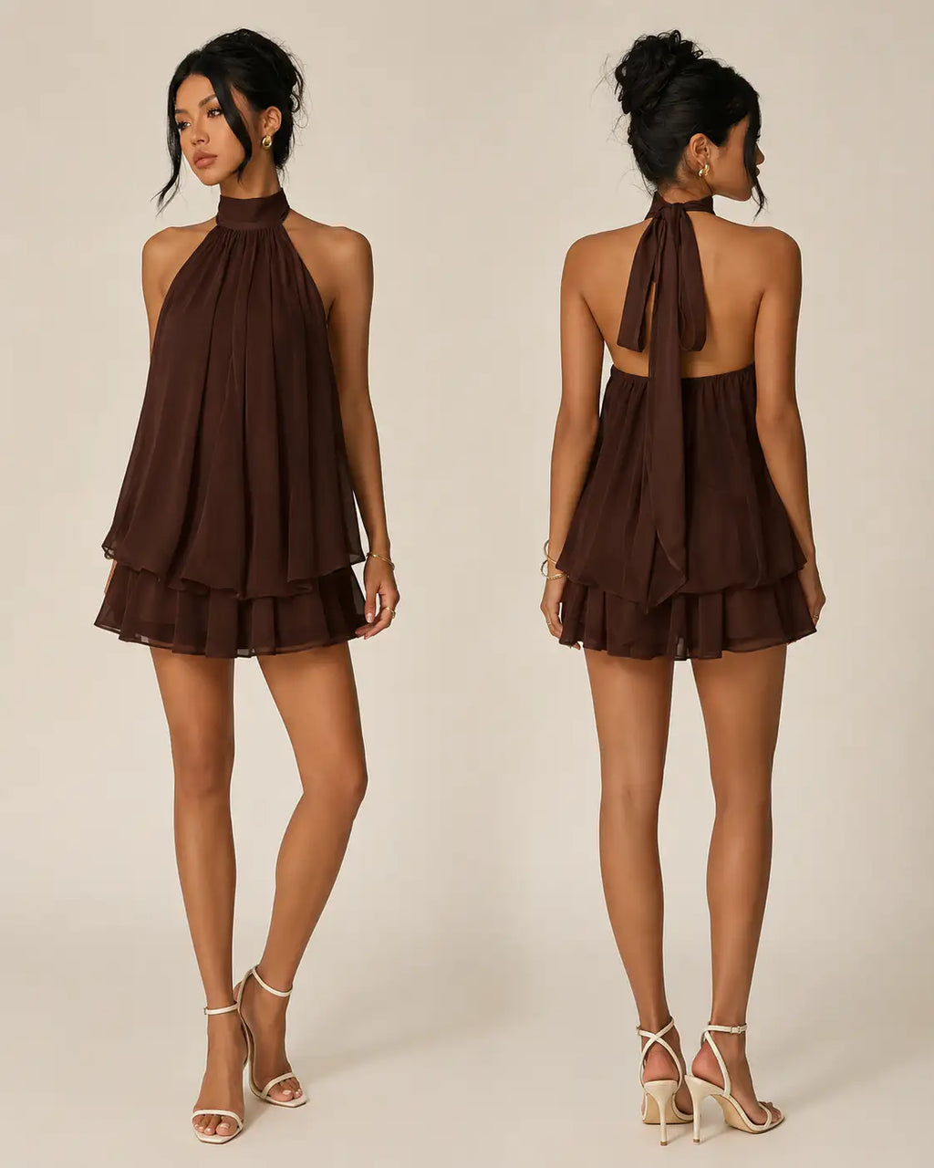 Zoa Alba | Margot Mini Vestido Halter con Espalda Descubierta y Movimiento