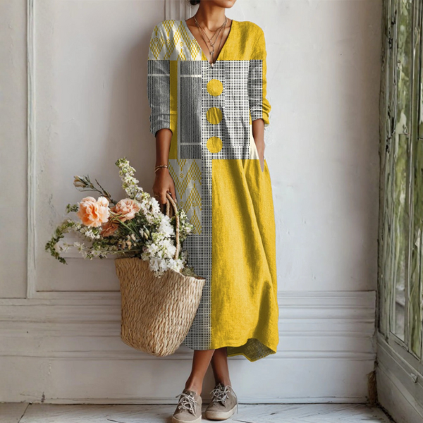 Salma | Vestido Midi Boho de Lino Estampado — imagen 19