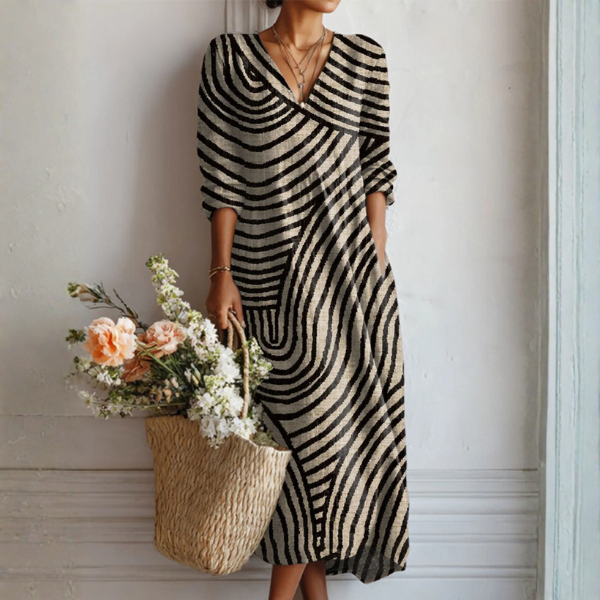 Salma | Vestido Midi Boho de Lino Estampado — imagen 6