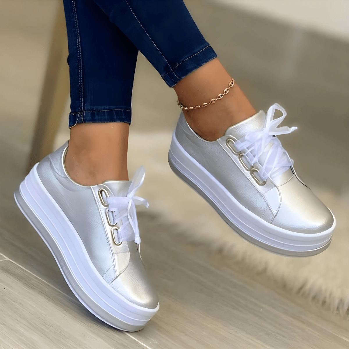África | Zapatillas Plataforma Casual Mujer con Cordones — imagen 4