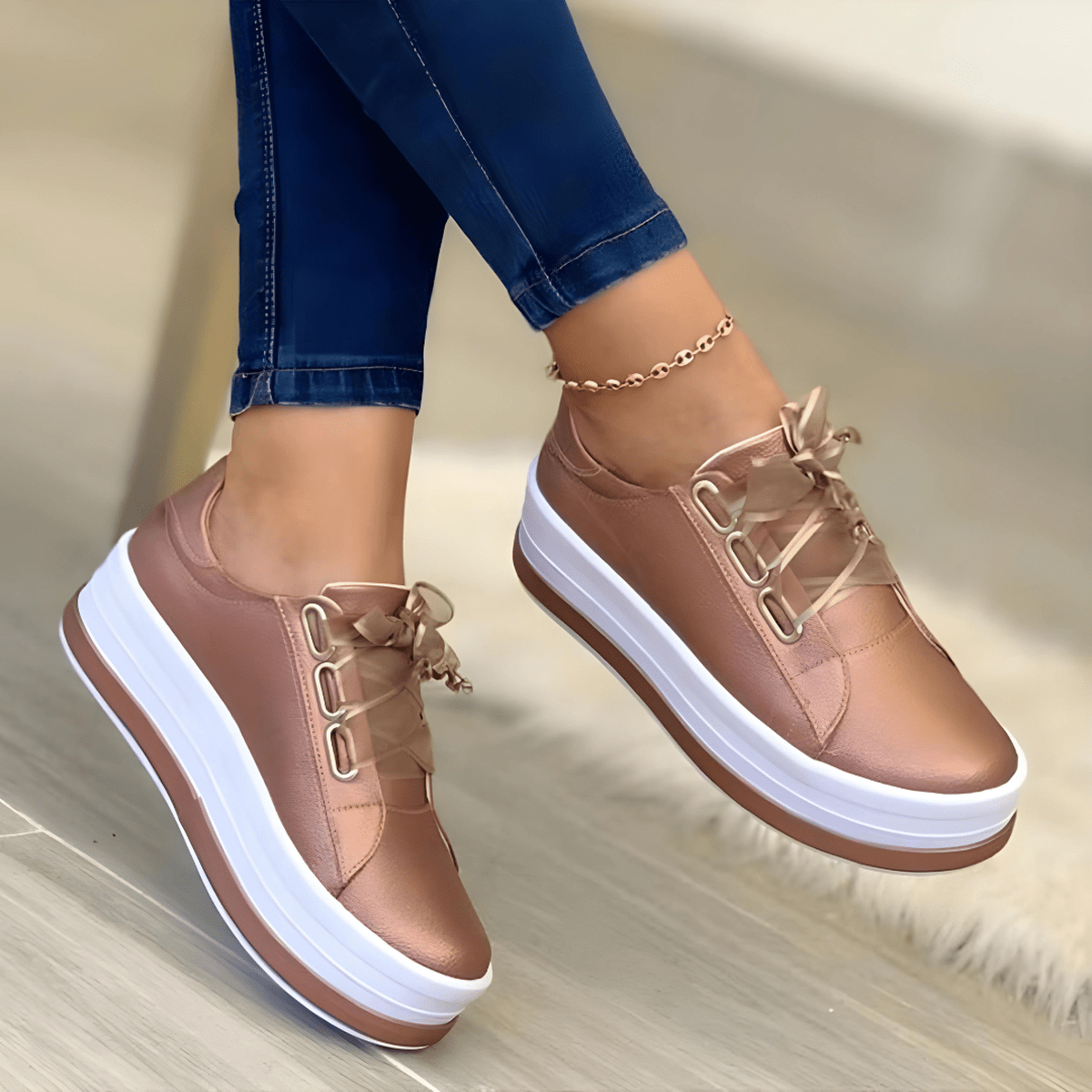 África | Zapatillas Plataforma Casual Mujer con Cordones — imagen 7