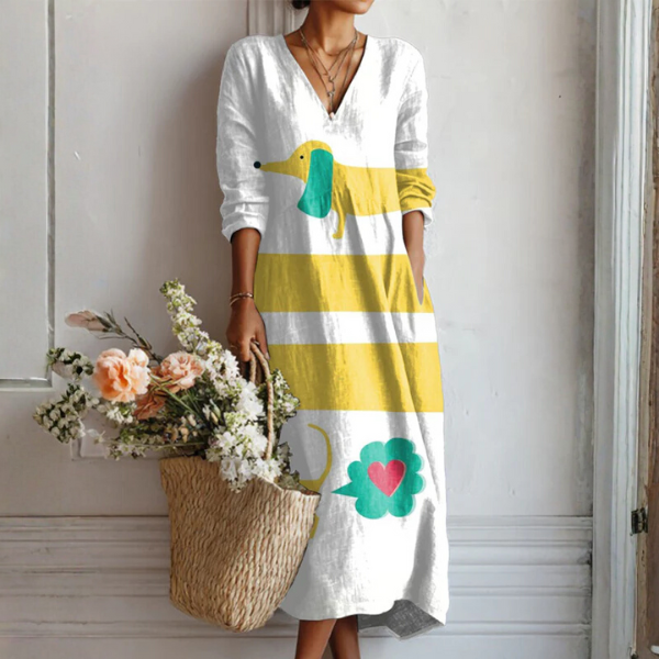 Salma | Vestido Midi Boho de Lino Estampado — imagen 26