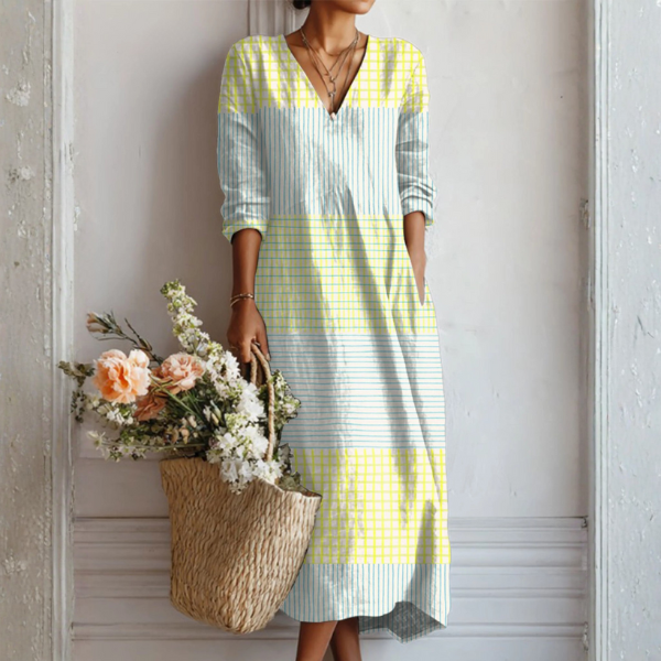 Salma | Vestido Midi Boho de Lino Estampado — imagen 15