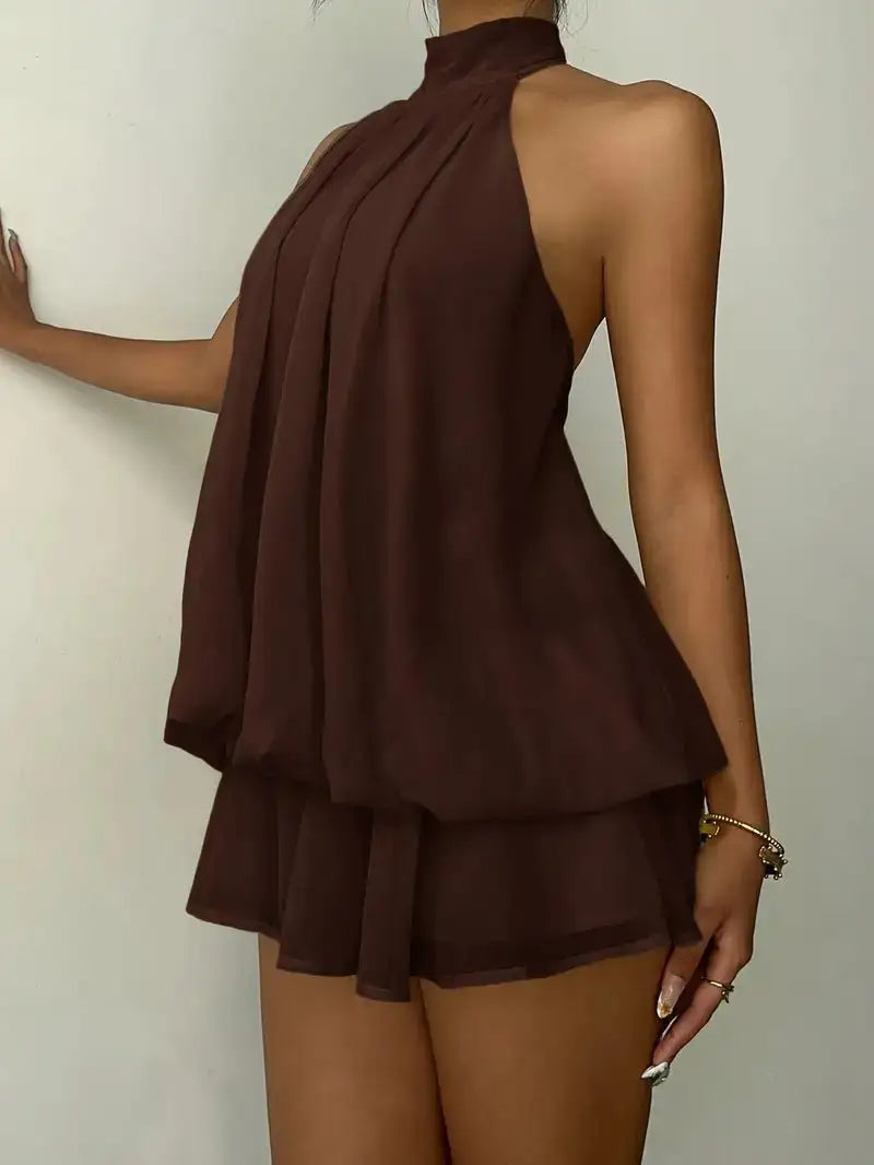 Zoa Alba | Margot Mini Vestido Halter con Espalda Descubierta y Movimiento