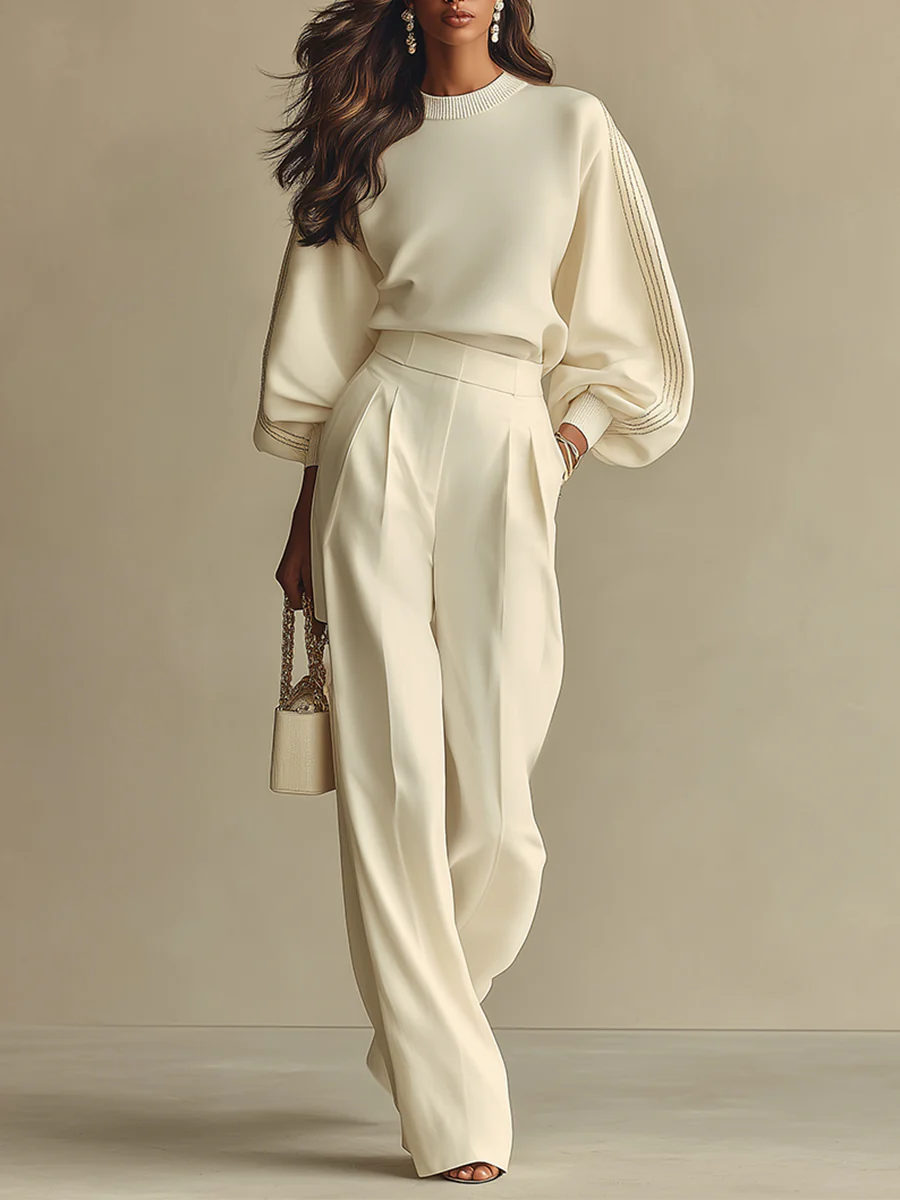 Isabel | Conjunto Acanalado de Top y Pantalón Ancho — imagen 1