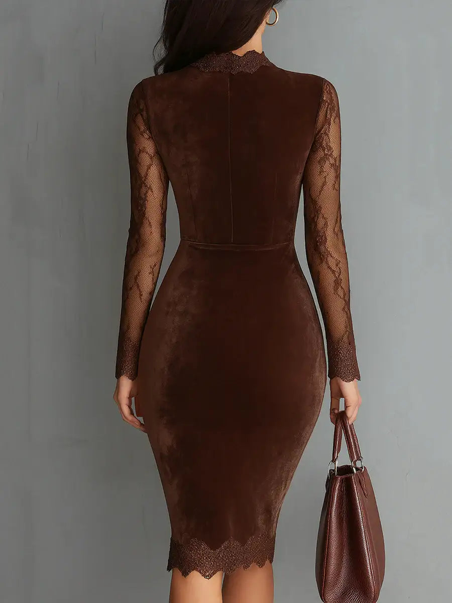 Gioia | Mini Vestido de Terciopelo con Mangas de Encaje