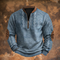 Aitor Darío | Sudadera con Cremallera Estampada Hombre Manga Larga Cuello Mao