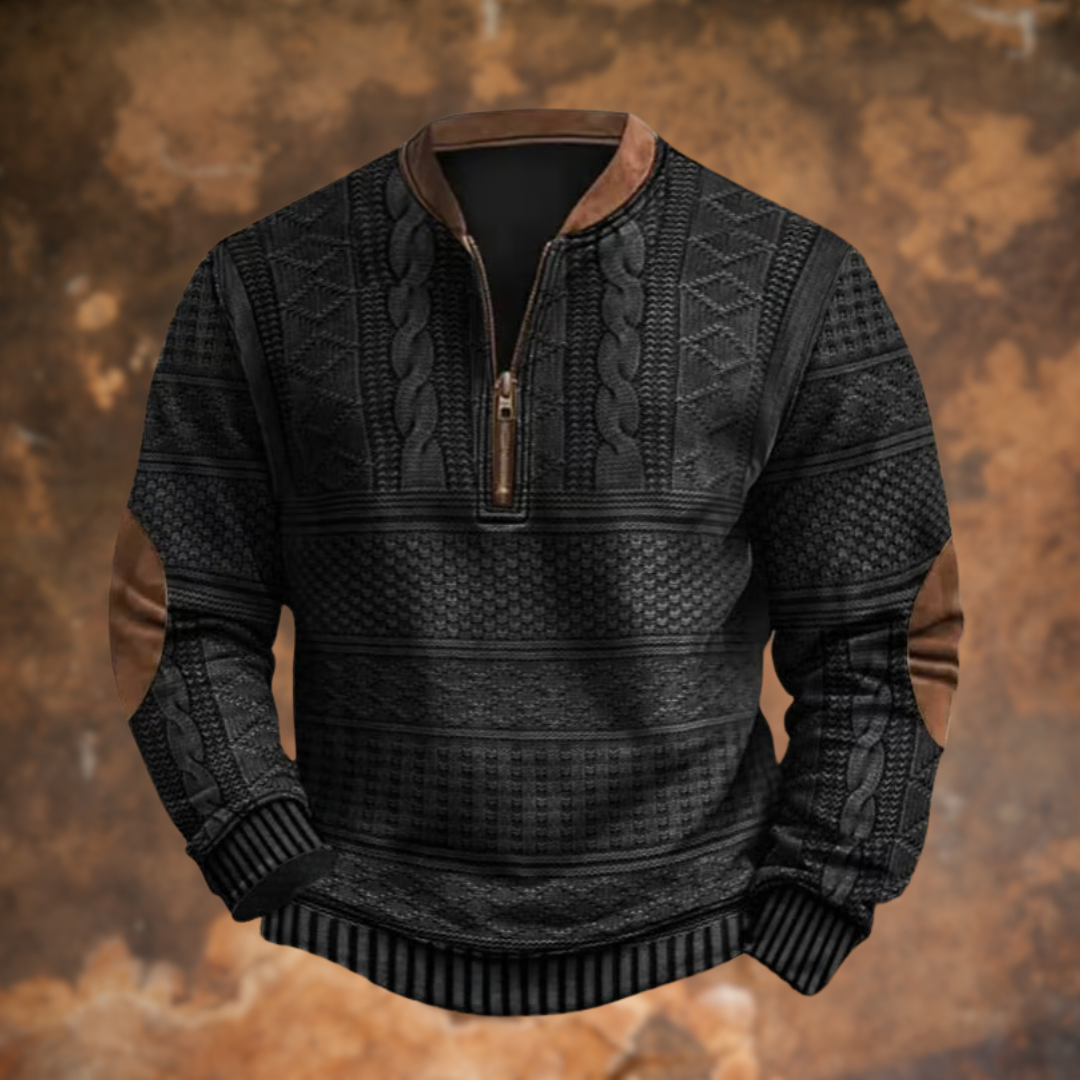 Aitor Darío | Sudadera con Cremallera Estampada Hombre Manga Larga Cuello Mao