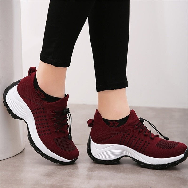 Alicia Alba | Zapatillas Plataforma Deportivas Mujer Cordones Tejido