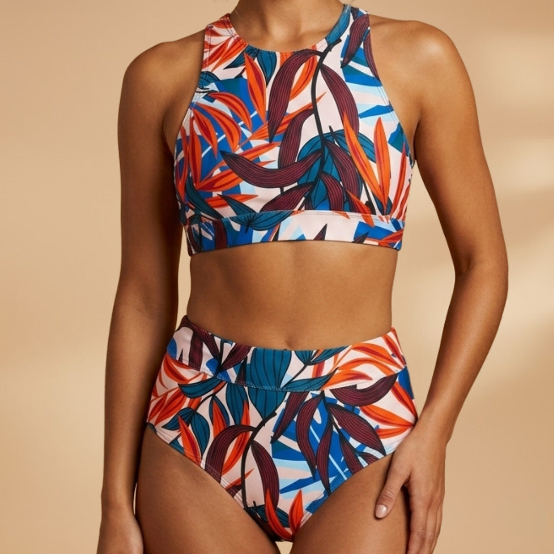 Claudia Alba | Bikini Deportivo Cintura Alta Mujer Estampado Tropical