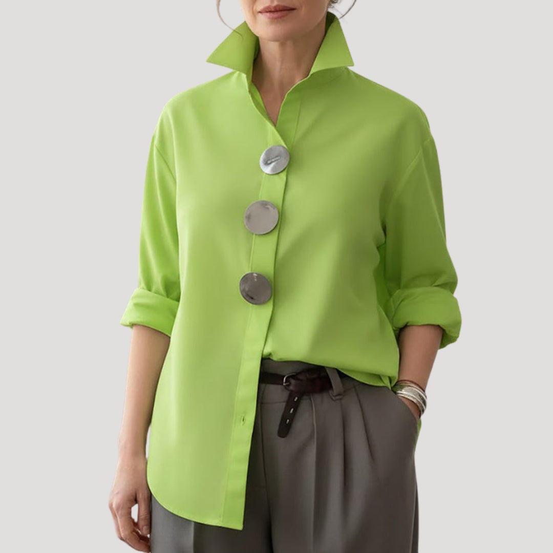 Estela Aitana | Camisa Elegante de Botones Mujer Cuello Alto