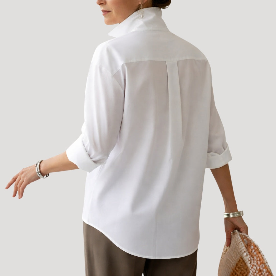 Estela Aitana | Camisa Elegante de Botones Mujer Cuello Alto