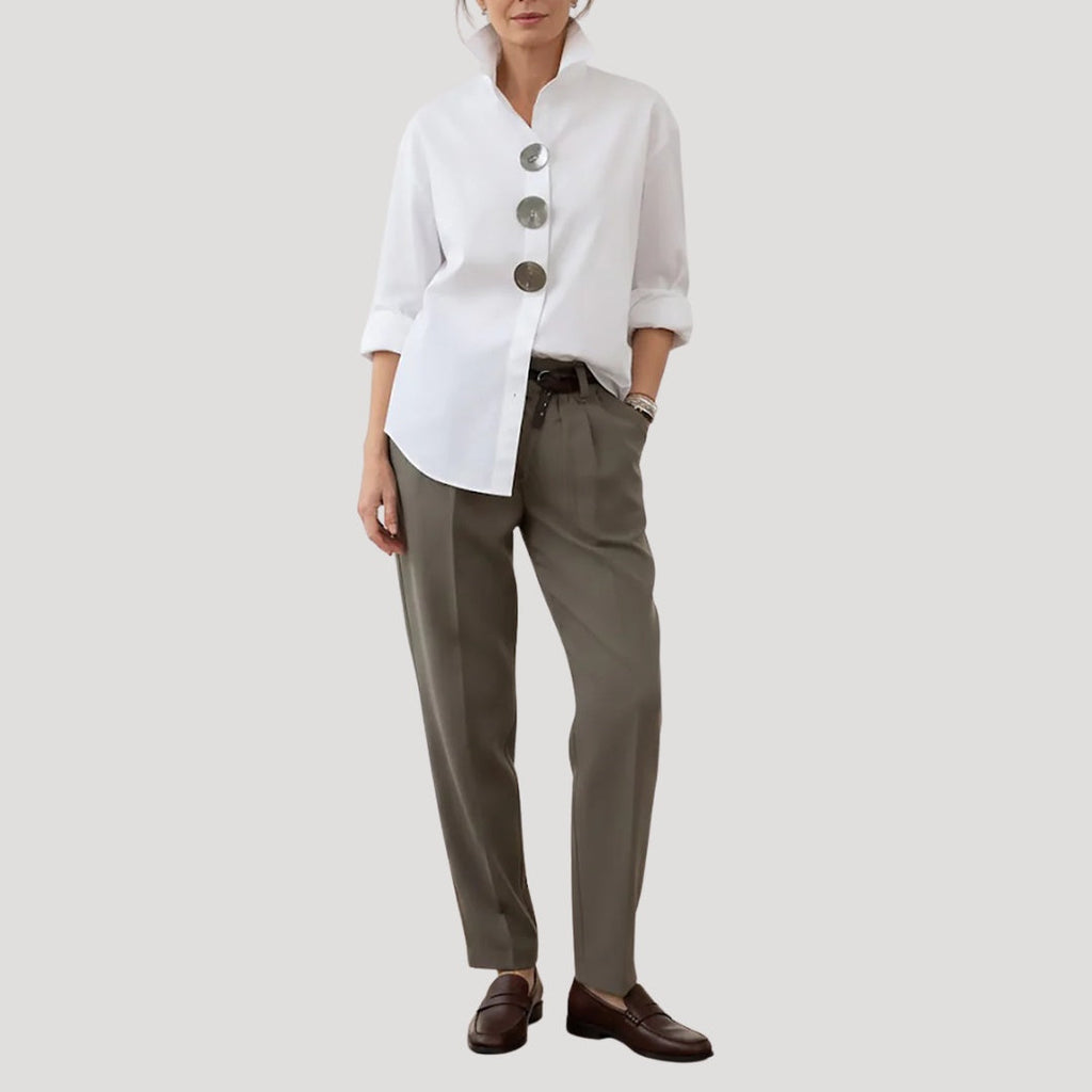 Estela Aitana | Camisa Elegante de Botones Mujer Cuello Alto