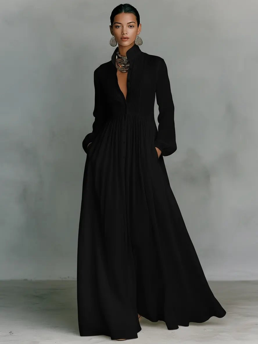 Isabel Aitana | Vestido Largo de Novia Sencillo Mujer Manga Larga Botones