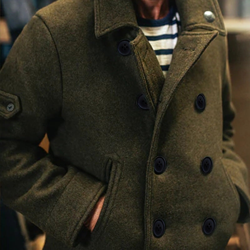 Aitor Fernando | Abrigo de Paño Hombre Doble Botonadura Peacoat Cuello Alto