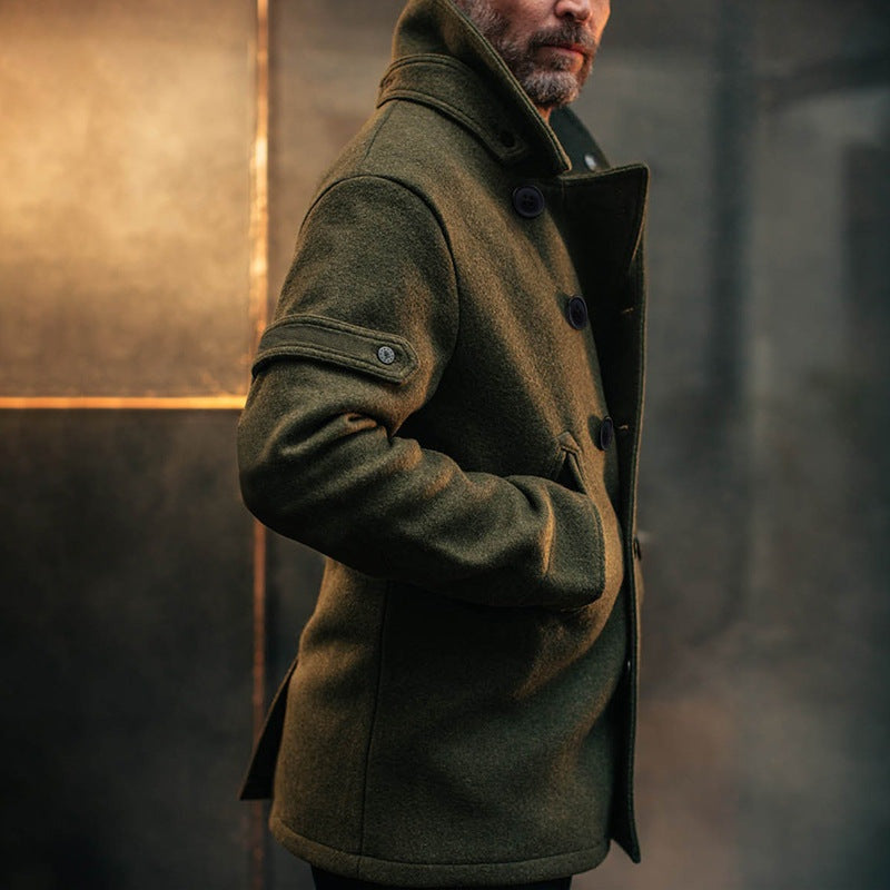 Aitor Fernando | Abrigo de Paño Hombre Doble Botonadura Peacoat Cuello Alto