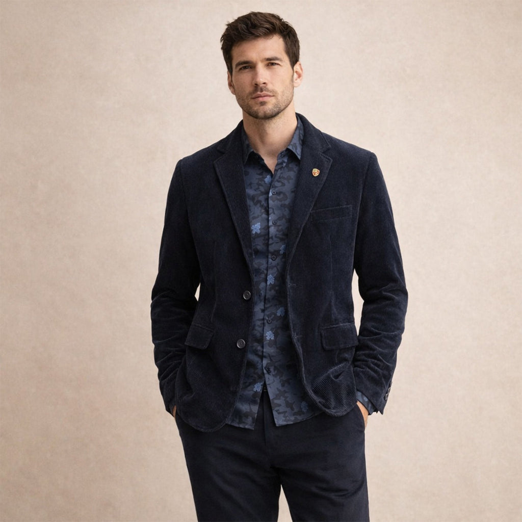 Aitor Ernesto | Blazer de Pana Hombre Americana Cuello Solapa Forro Estampado