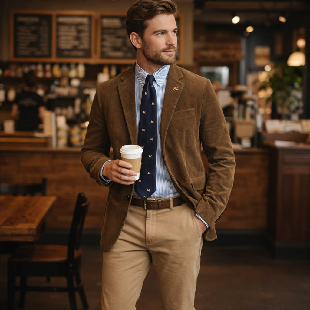 Aitor Ernesto | Blazer de Pana Hombre Americana Cuello Solapa Forro Estampado