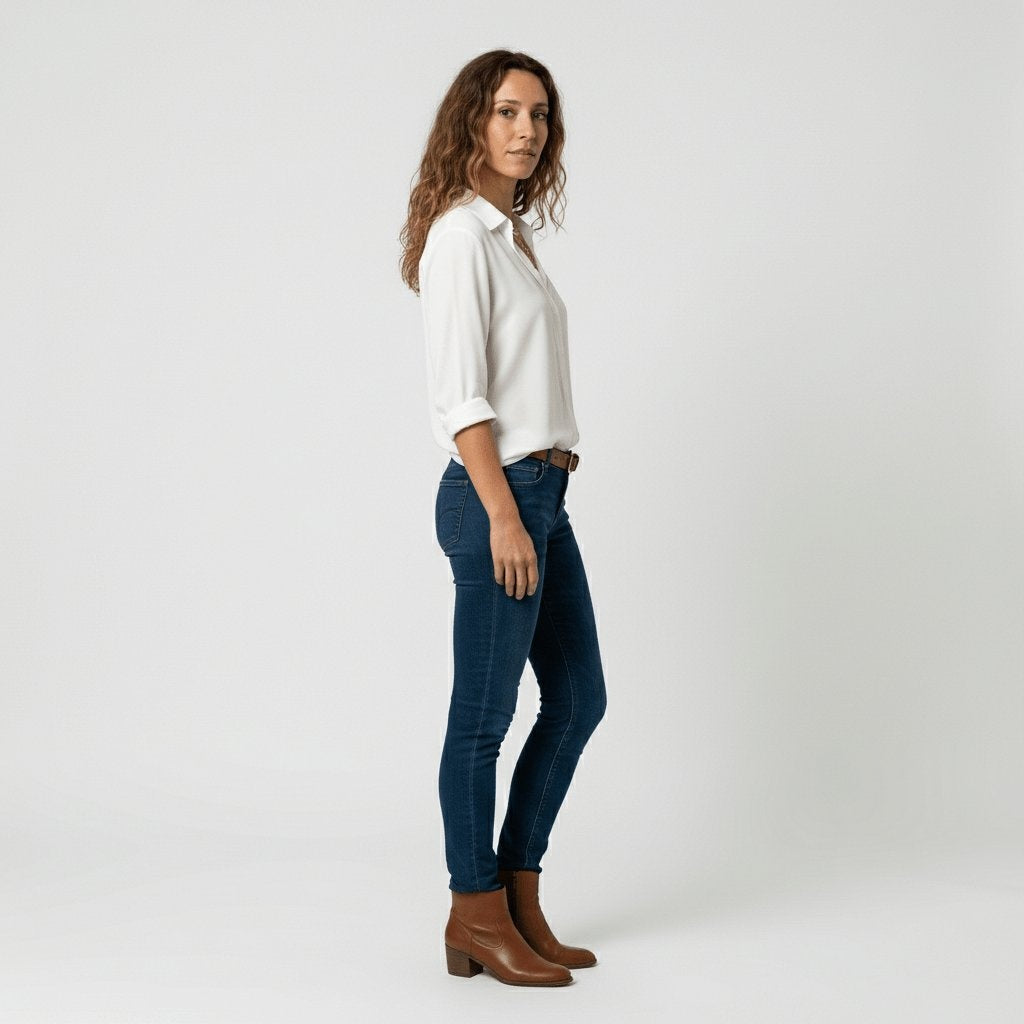 Estela Alba | Camisa Blanca de Manga Larga Mujer Botones Cuello Solapa