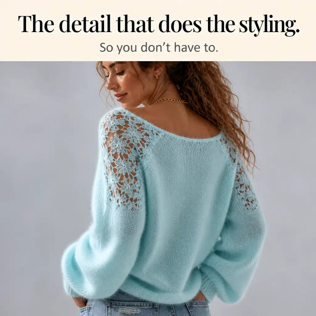 Adela Sol | Jersey de Punto con Detalle de Encaje