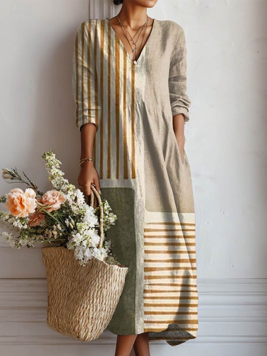 Salma | Vestido Midi Boho de Lino Estampado — imagen 5