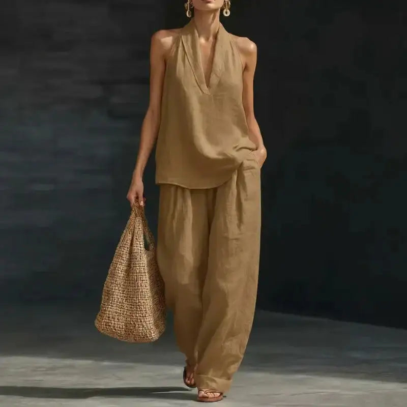 Ainhoa Elena | Conjunto de Dos Piezas con Textura de Lino