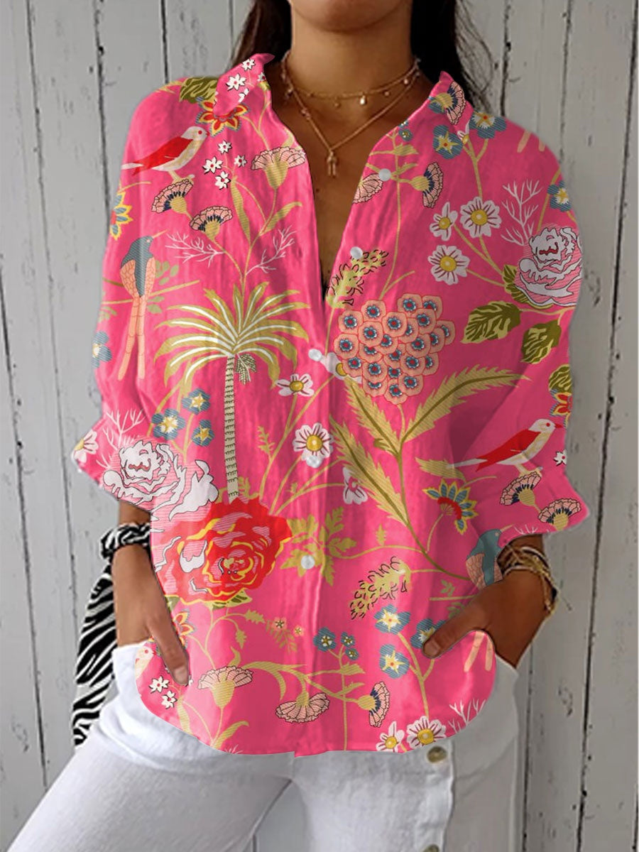Marina Adriana | Blusa de Otoño Estampada Mujer Escote V
