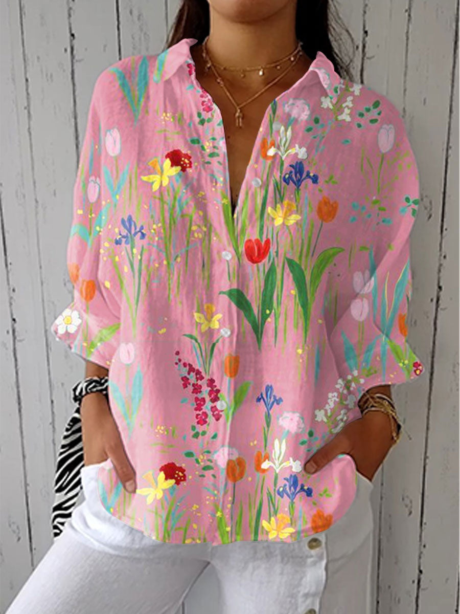 Marina Adriana | Blusa de Otoño Estampada Mujer Escote V