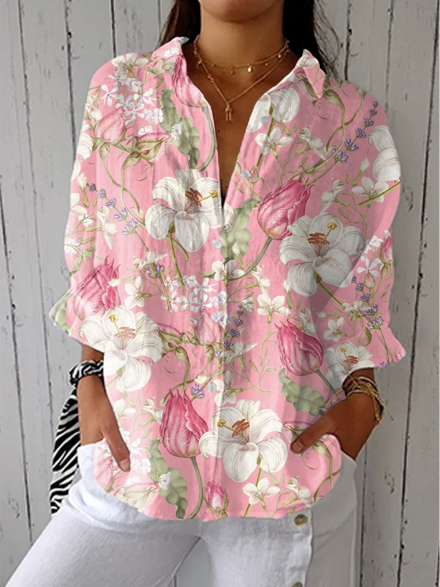 Marina Adriana | Blusa de Otoño Estampada Mujer Escote V