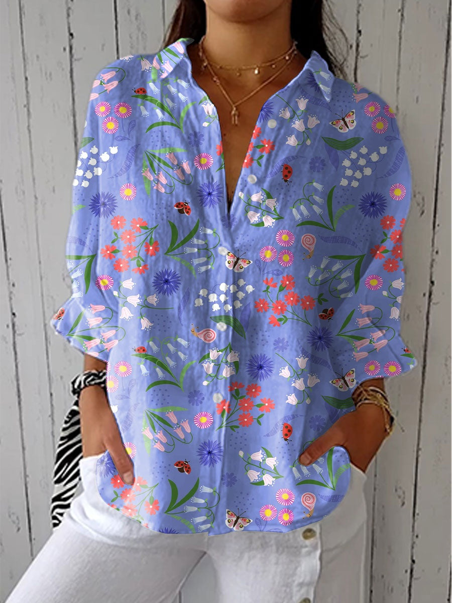 Marina Adriana | Blusa de Otoño Estampada Mujer Escote V