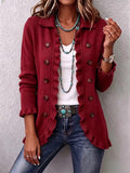 Irene | Chaqueta de Volantes de Punto Rojo Rubí — imagen 1