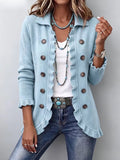 Diana | Chaqueta de Volantes de Punto Azul Empolvado — imagen 1