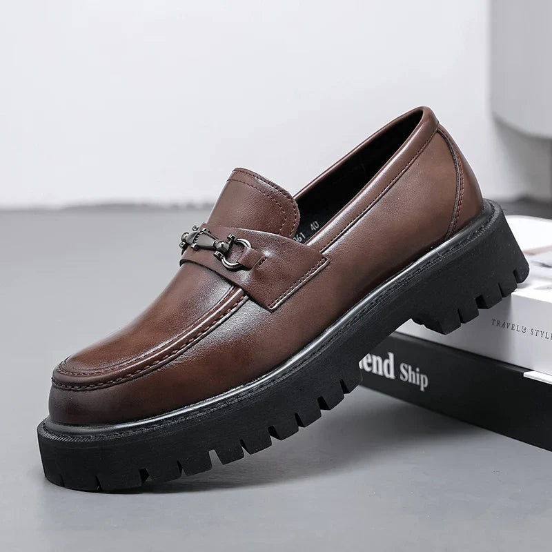 Fernando Aitor | Mocasines de Cuero Plataforma Hombre Hebilla Metálica