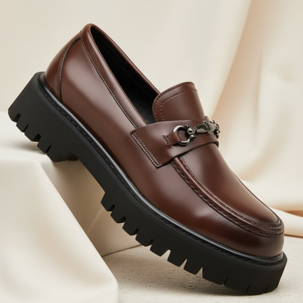 Fernando Aitor | Mocasines de Cuero Plataforma Hombre Hebilla Metálica