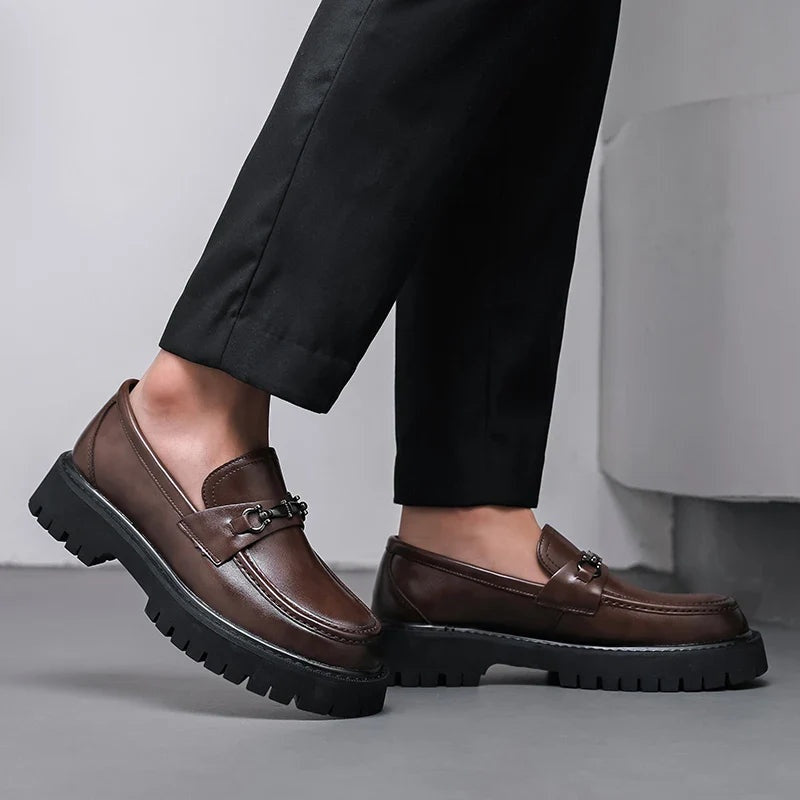 Fernando Aitor | Mocasines de Cuero Plataforma Hombre Hebilla Metálica