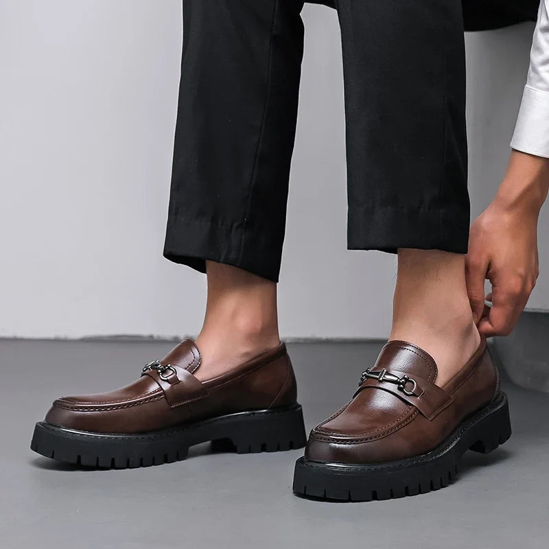 Fernando Aitor | Mocasines de Cuero Plataforma Hombre Hebilla Metálica