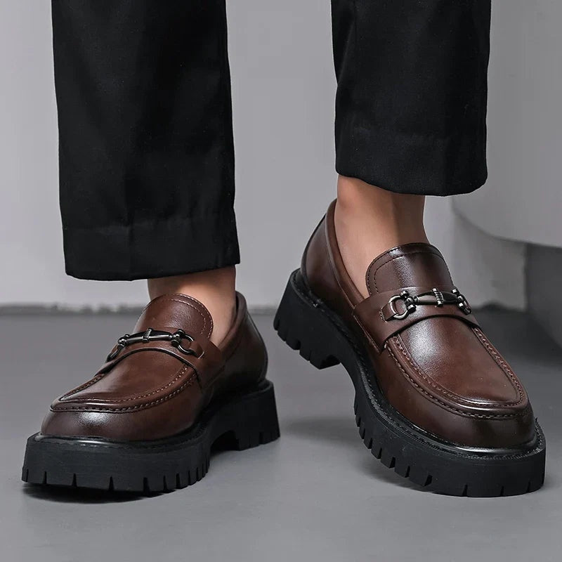 Fernando Aitor | Mocasines de Cuero Plataforma Hombre Hebilla Metálica