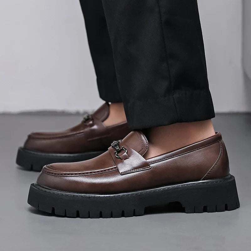 Fernando Aitor | Mocasines de Cuero Plataforma Hombre Hebilla Metálica